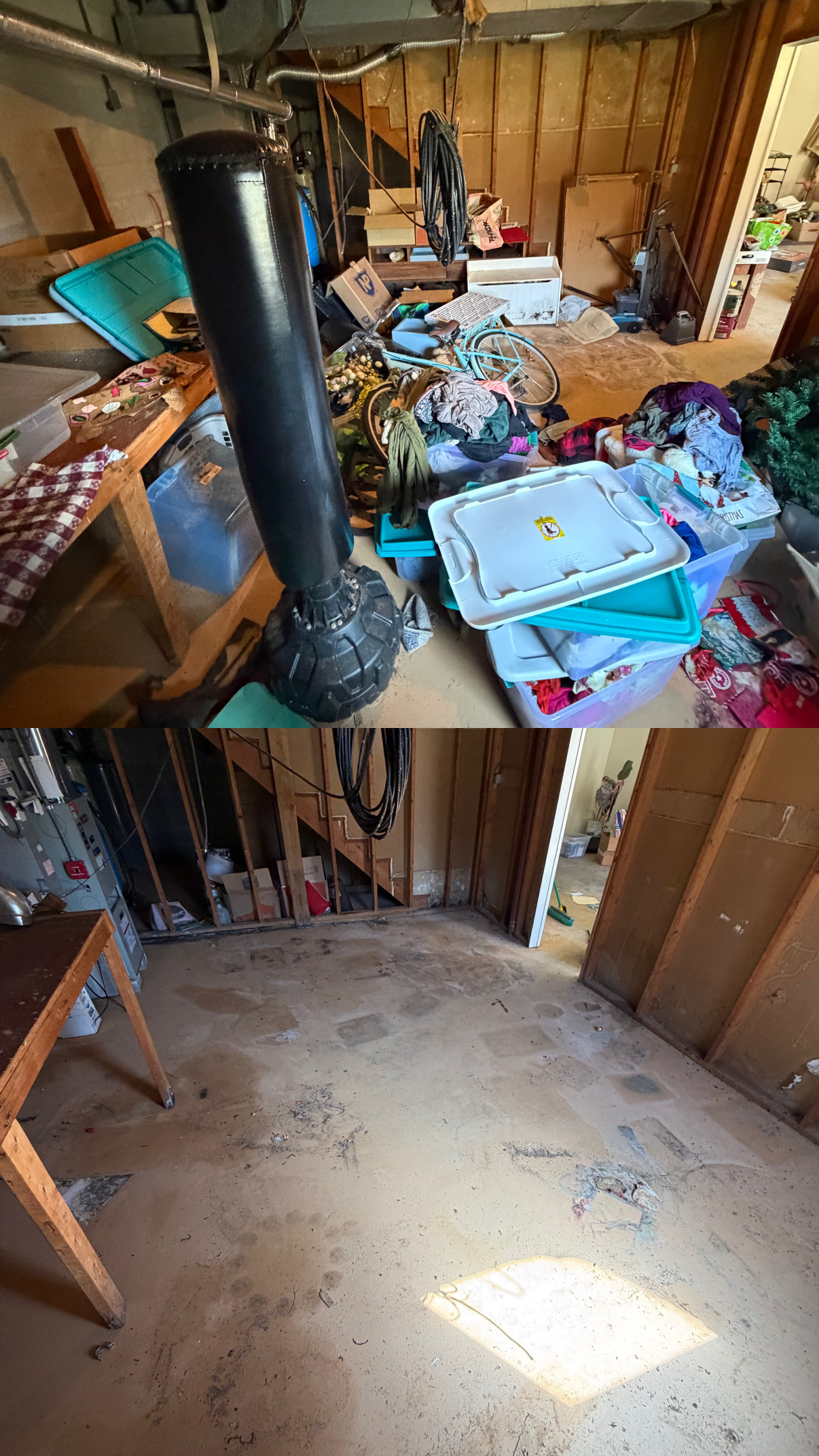 Before and after basement cleanout