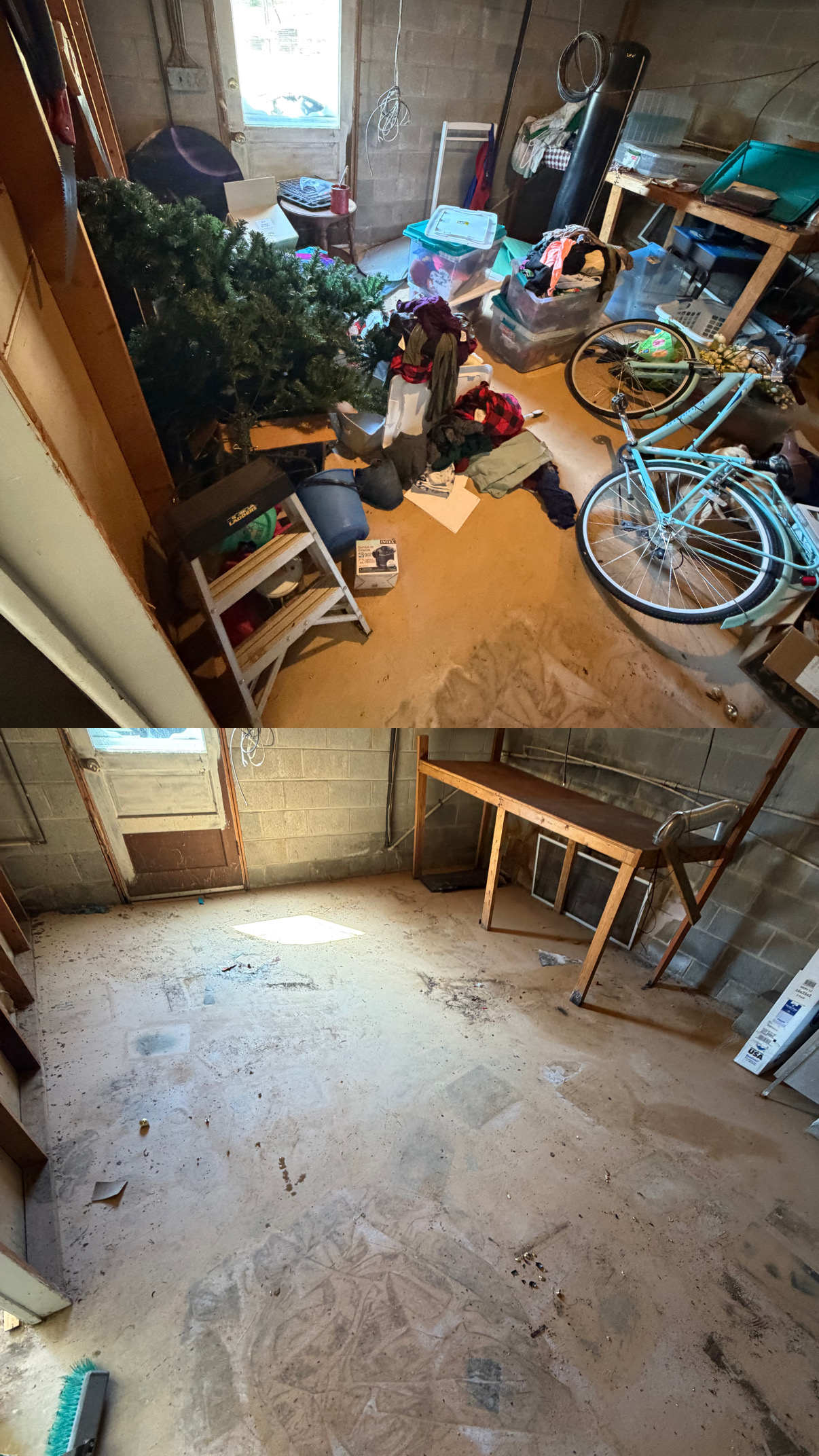 Before and after storage space cleanout