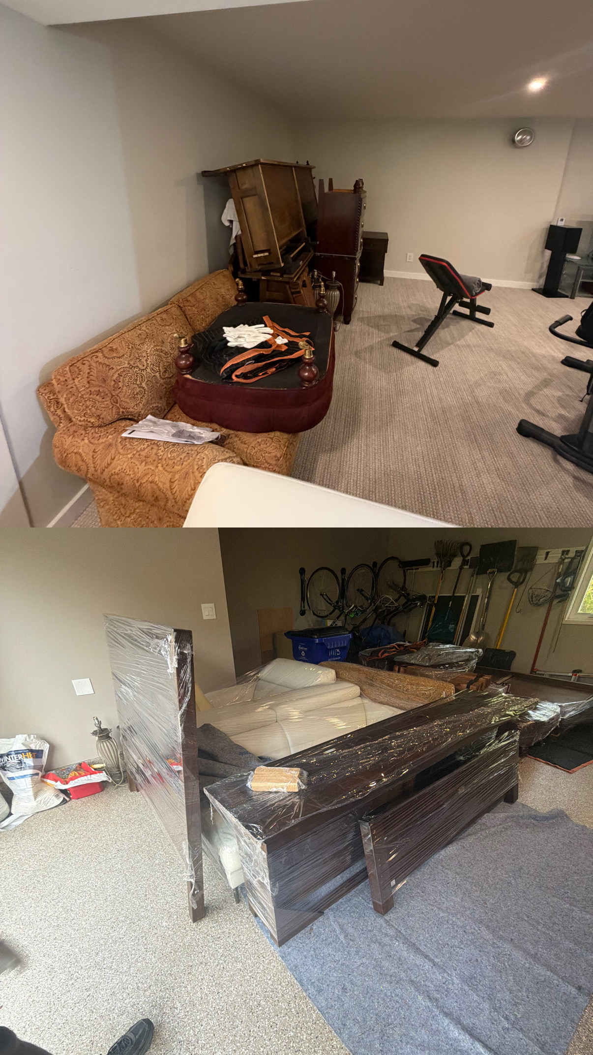 Before and after warehouse hallway cleanout