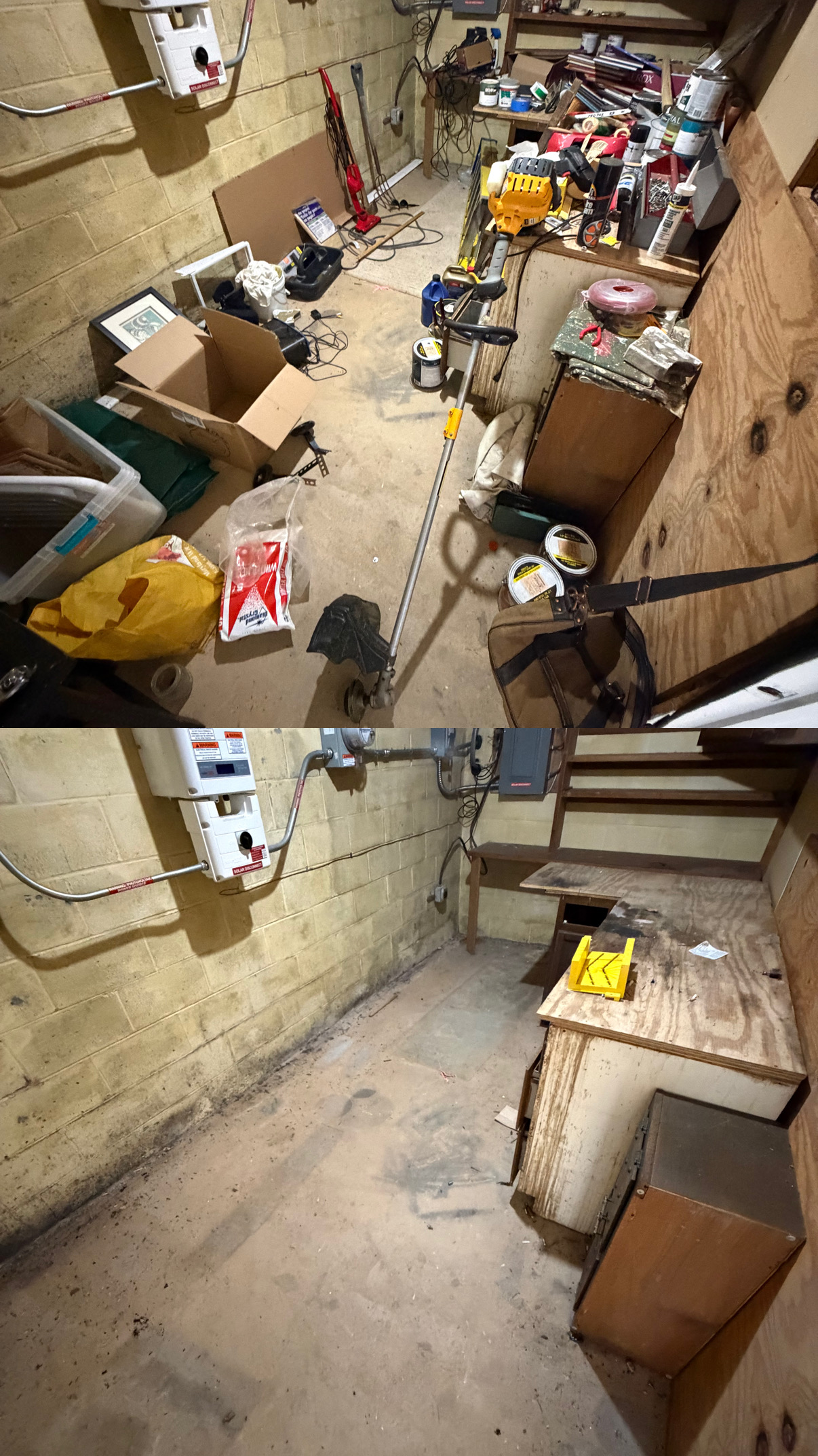 Before and after workshop cleanout